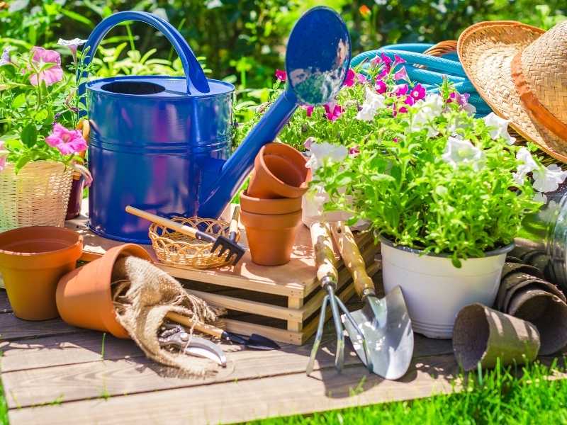 Watering can and other garden tools - Featured image for "Gardening gifts for elderly" post.